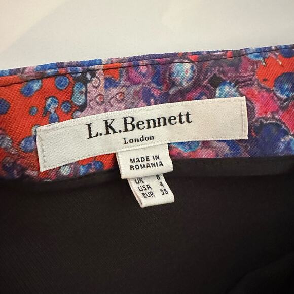 LK Bennett Women's Brunele Full Printed Midi Skirt Size 4 Abstract Artsy Bold - Picture 4 of 13